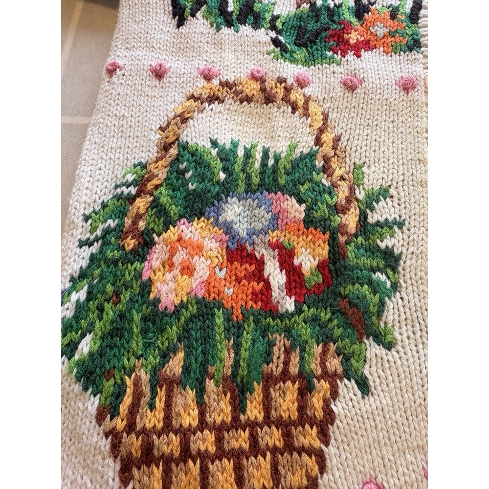 1995 Vtg Susan Bristol Bunny Basket Cardigan NWT 3D Embellish Easter Sweater L - Picture 5 of 13